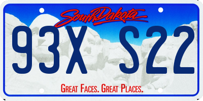SD license plate 93XS22