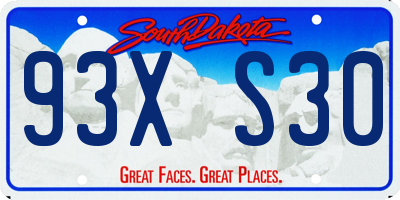 SD license plate 93XS30