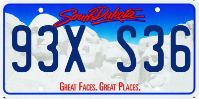SD license plate 93XS36