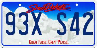 SD license plate 93XS42