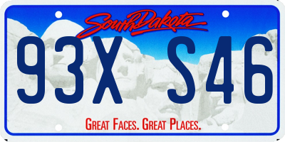 SD license plate 93XS46