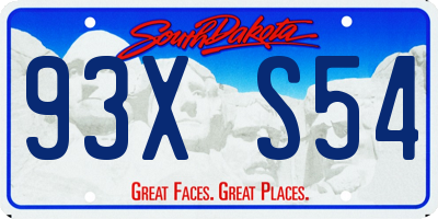 SD license plate 93XS54