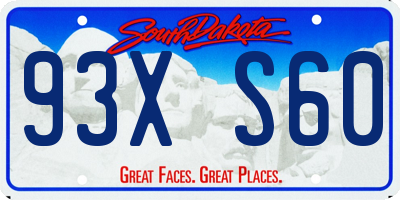 SD license plate 93XS60
