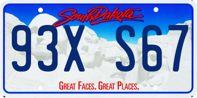 SD license plate 93XS67