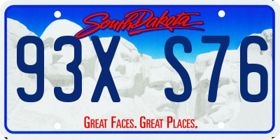 SD license plate 93XS76