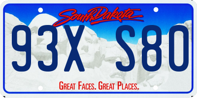 SD license plate 93XS80