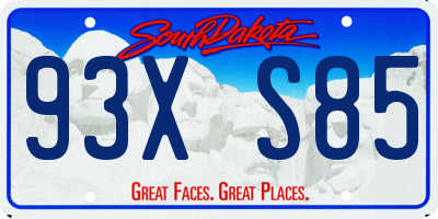 SD license plate 93XS85
