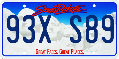SD license plate 93XS89
