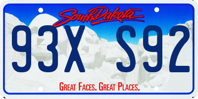 SD license plate 93XS92