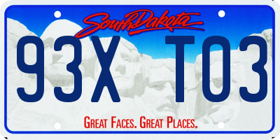 SD license plate 93XT03