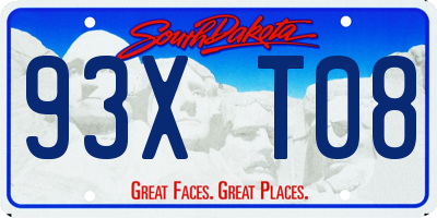SD license plate 93XT08