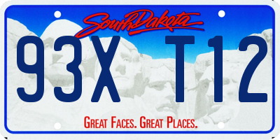 SD license plate 93XT12