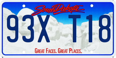 SD license plate 93XT18