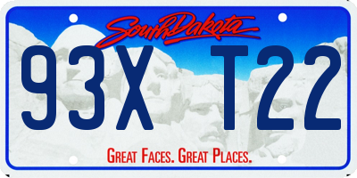 SD license plate 93XT22