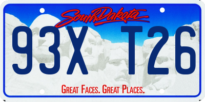 SD license plate 93XT26