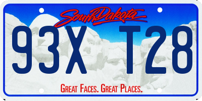 SD license plate 93XT28