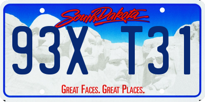 SD license plate 93XT31