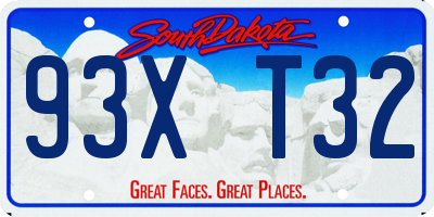 SD license plate 93XT32