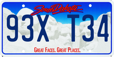 SD license plate 93XT34