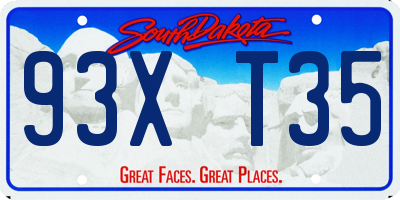 SD license plate 93XT35