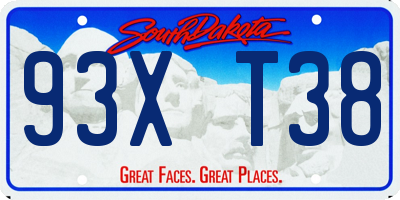 SD license plate 93XT38