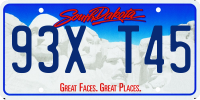 SD license plate 93XT45
