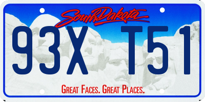 SD license plate 93XT51