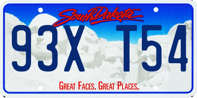 SD license plate 93XT54