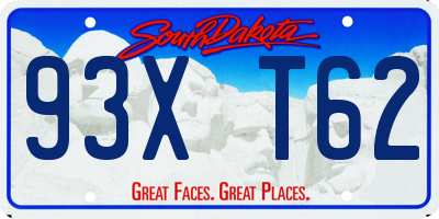 SD license plate 93XT62