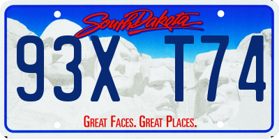 SD license plate 93XT74