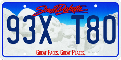 SD license plate 93XT80