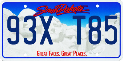 SD license plate 93XT85
