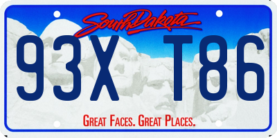 SD license plate 93XT86