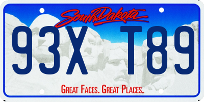 SD license plate 93XT89