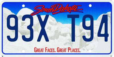 SD license plate 93XT94