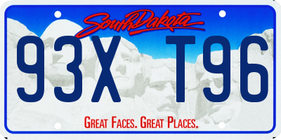 SD license plate 93XT96