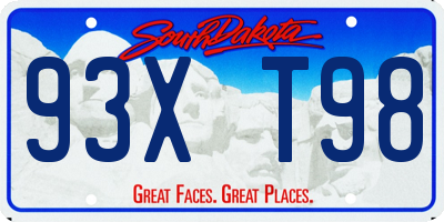 SD license plate 93XT98