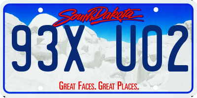 SD license plate 93XU02