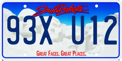 SD license plate 93XU12
