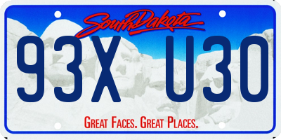 SD license plate 93XU30