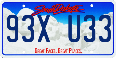 SD license plate 93XU33