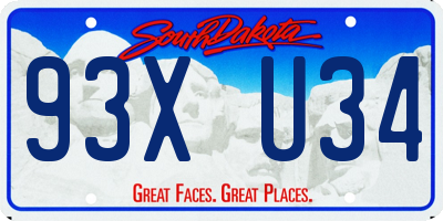 SD license plate 93XU34