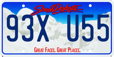SD license plate 93XU55