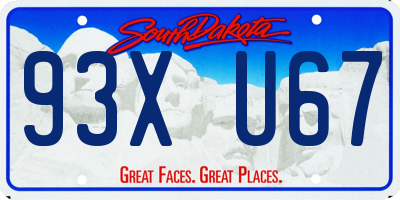SD license plate 93XU67