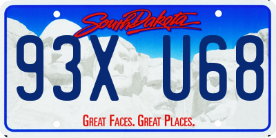 SD license plate 93XU68