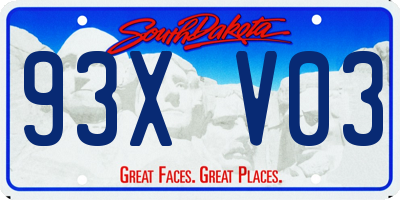 SD license plate 93XV03