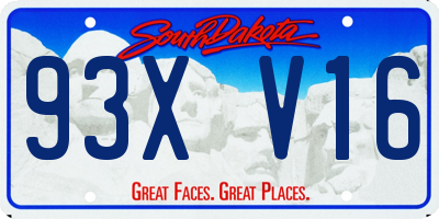 SD license plate 93XV16