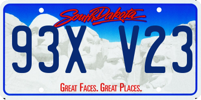 SD license plate 93XV23