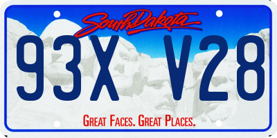 SD license plate 93XV28