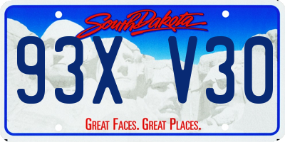 SD license plate 93XV30